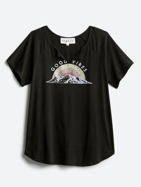 Hiatus Good Vibes 1X Graphic Knit Tee Black